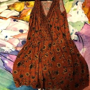 Orange floral romper